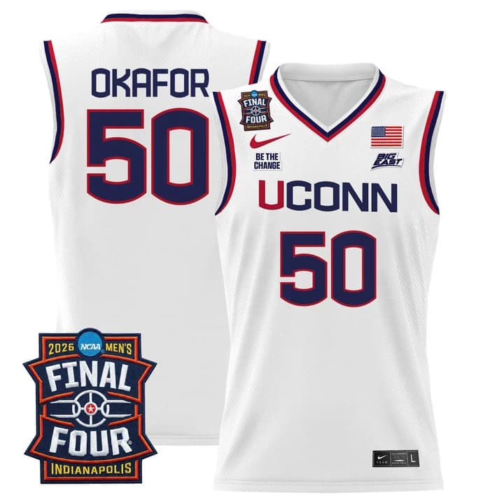 Men's UConn Huskies 2026 Final Four Patch Basketball Jersey - All Stitched Emeka Okafor 50