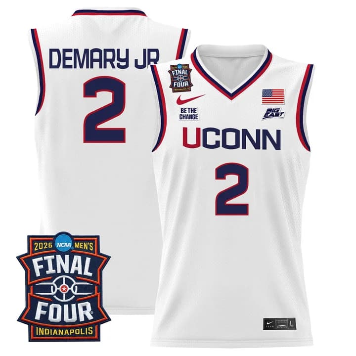 Men's UConn Huskies 2026 Final Four Patch Basketball Jersey - All Stitched Silas Demary Jr. 2