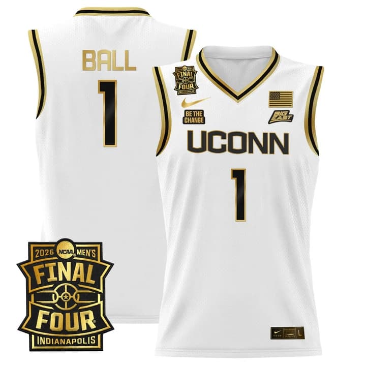 Men's UConn Huskies 2026 Final Four Patch Basketball Jersey - All Stitched Solo Ball   1