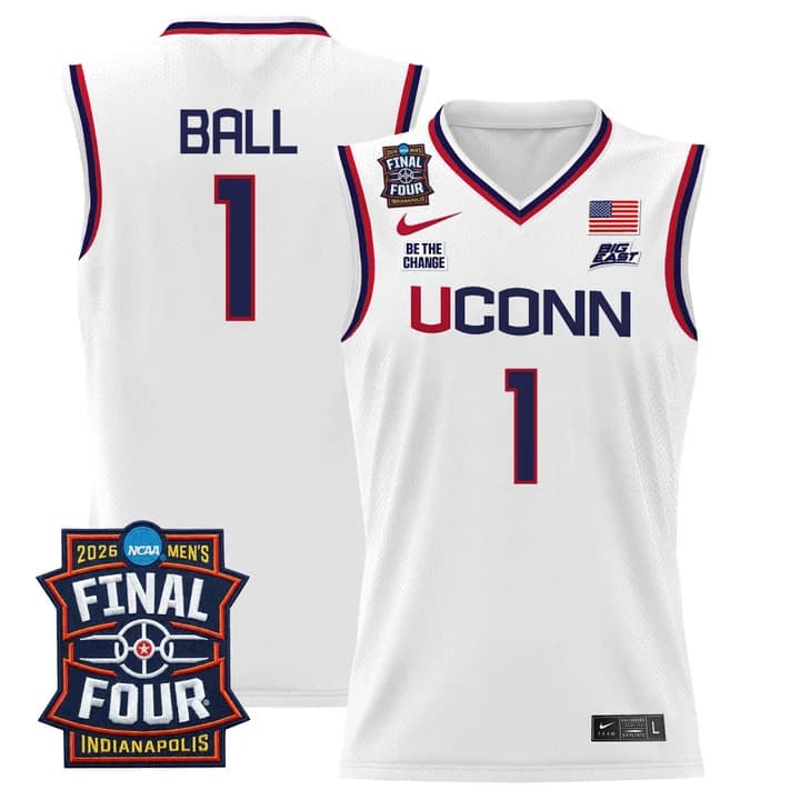 Men's UConn Huskies 2026 Final Four Patch Basketball Jersey - All Stitched Solo Ball  1