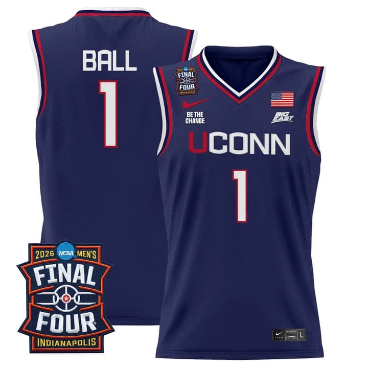 Men's UConn Huskies 2026 Final Four Patch Basketball Jersey - All Stitched Solo Ball