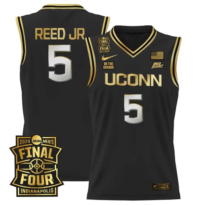 Men's UConn Huskies 2026 Final Four Patch Basketball Jersey - All Stitched Tarris Reed Jr.     5