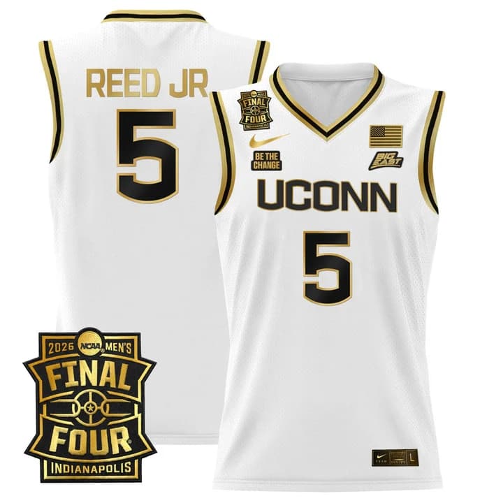 Men's UConn Huskies 2026 Final Four Patch Basketball Jersey - All Stitched Tarris Reed Jr.   5