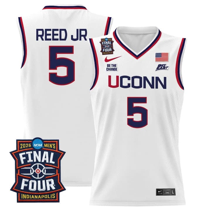 Men's UConn Huskies 2026 Final Four Patch Basketball Jersey - All Stitched Tarris Reed Jr.  5