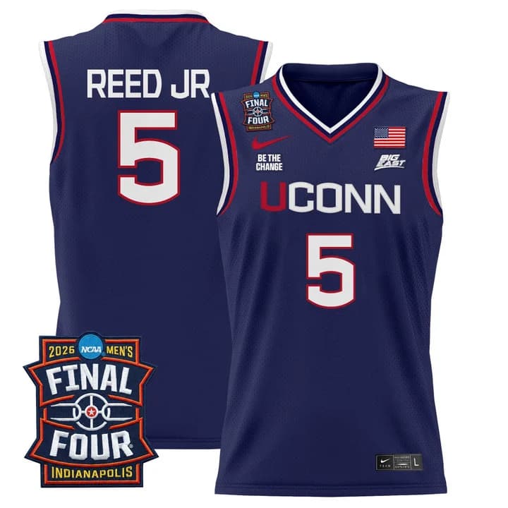 Men's UConn Huskies 2026 Final Four Patch Basketball Jersey - All Stitched Tarris Reed Jr.