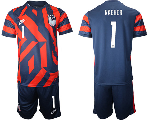 Men's USA #1 Naeher Away Jersey