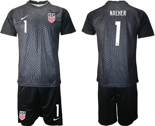Men's USA #1 Naeher Black Goalkeeper Jersey