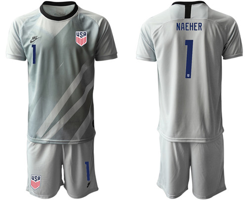 Men's USA #1 Naeher Gray Goalkeeper Jersey