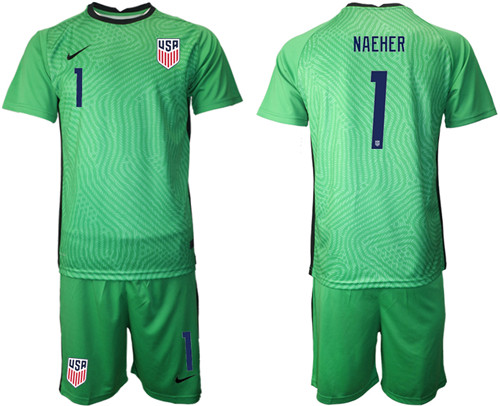 Men's USA #1 Naeher Green goalkeeper Jersey