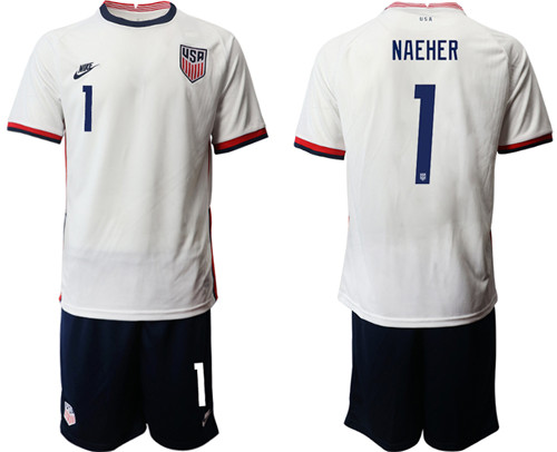 Men's USA #1 Naeher Home Jersey