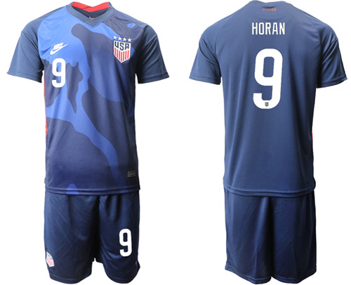Men's USA #9 Horan Away Jersey