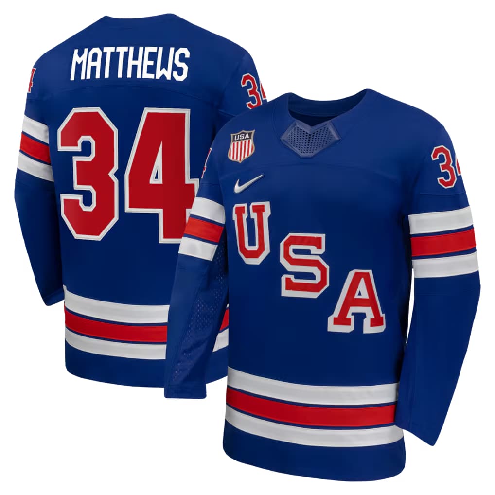 Men's USA Hockey Auston Matthews Nike Royal 2026 Home Replica Jersey