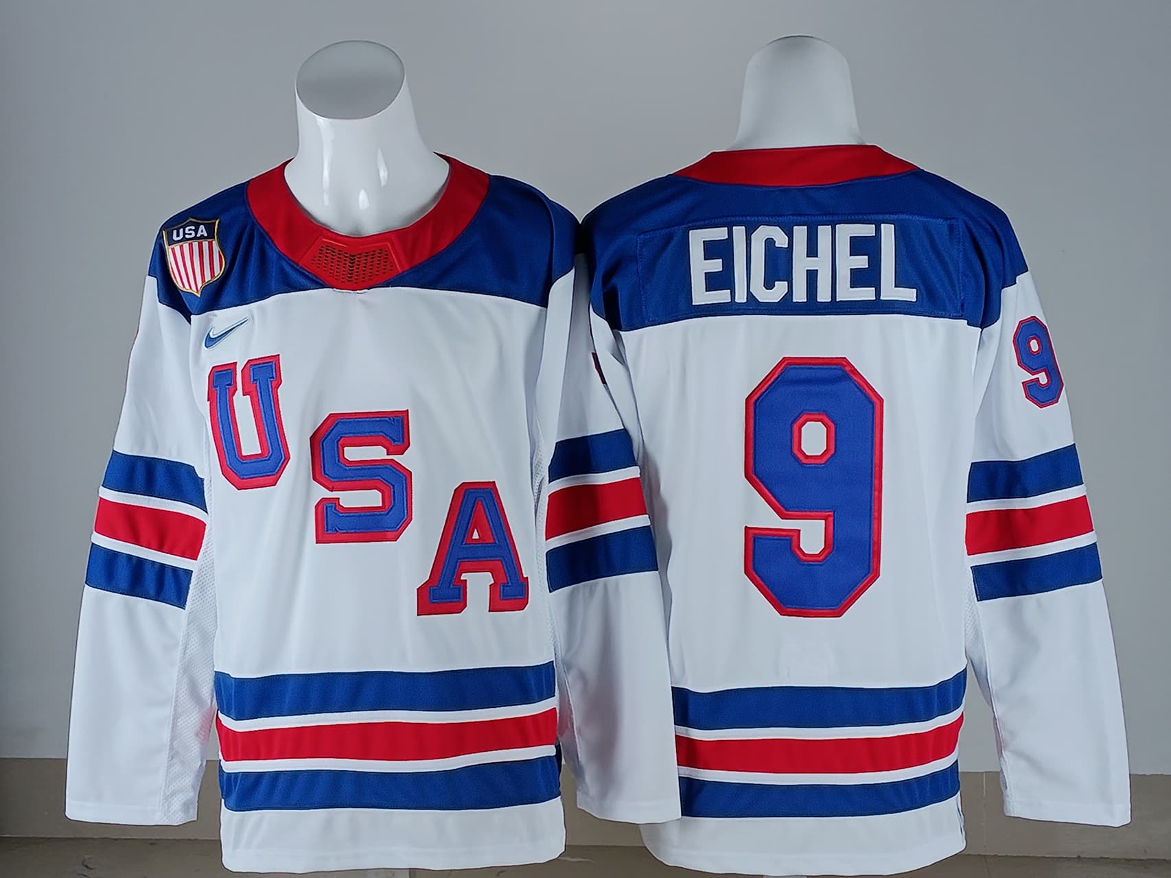 Men's USA Hockey Jack Eichel  Nike Royal 2026 Home Replica Jersey