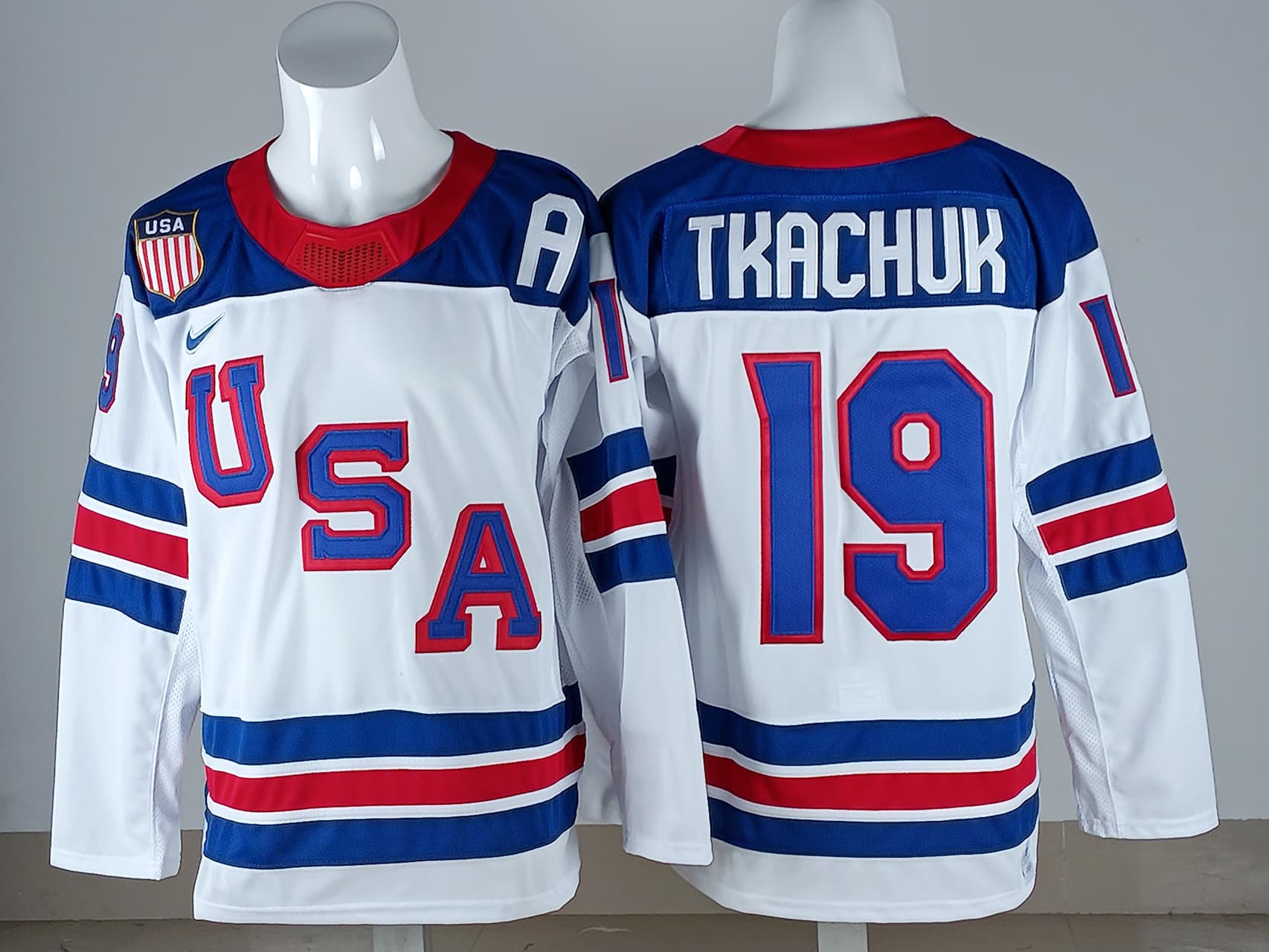Men's USA Hockey Matthew Tkachuk Nike White 2026 Away  Replica Jersey