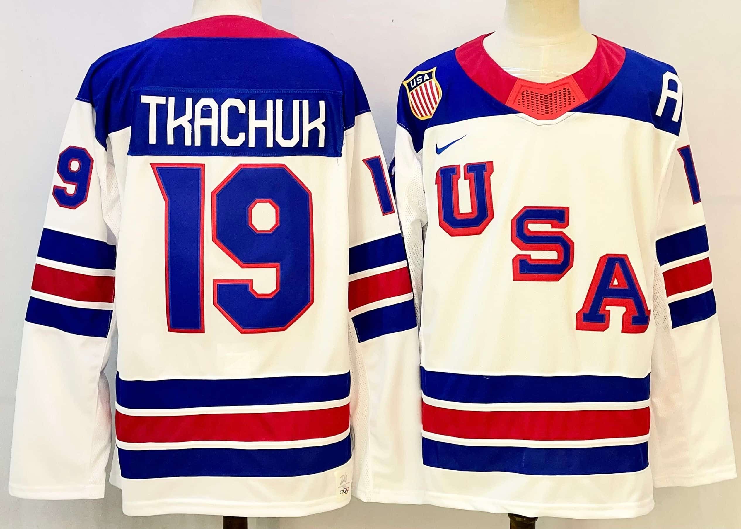 Men's USA Hockey Matthew Tkachuk Nike White 2026 Away Replica Jersey