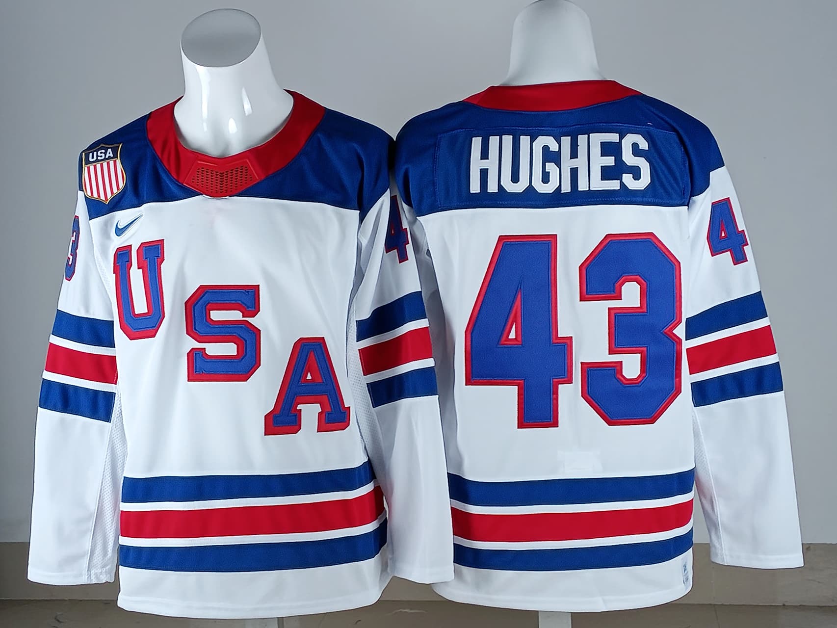 Men's USA Hockey Quinn Hughes Nike White  2026 Away Replica Jersey