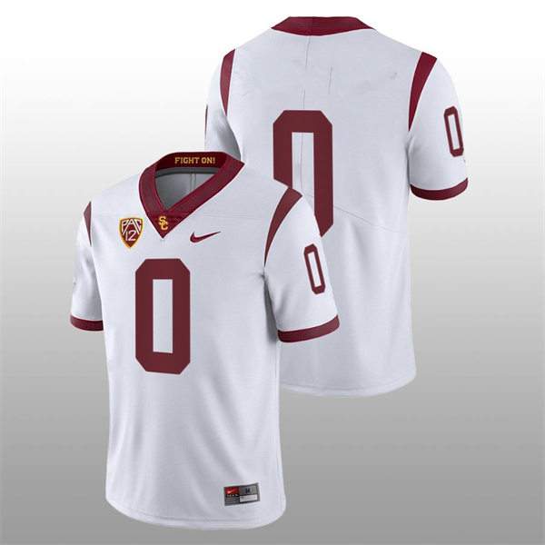 Men's USC Trojans #0 Jshawn Frausto-Ramos Nike White Without Name College Football Game Jersey 