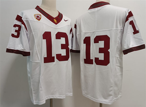 Men's USC Trojans #13 WILLIAMS Nike 2023 F.U.S.E. Elite White College Football Game Jersey