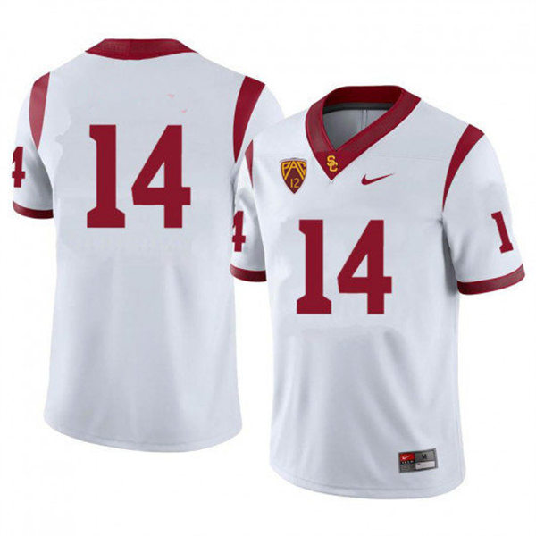 Men's USC Trojans #14 Jacobe Covington Nike White Without Name College Football Game Jersey 