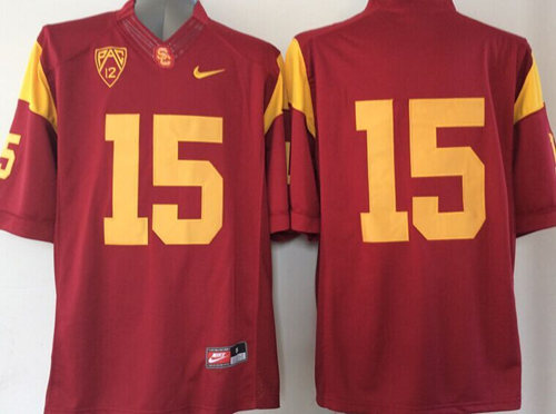 Men's USC Trojans #15 Michael Bowman Red 2015 College Football Nike PAC 12 Limited Jersey