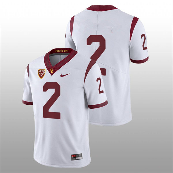 Men's USC Trojans #2 Robert Woods White College Football Jersey -No Name on back