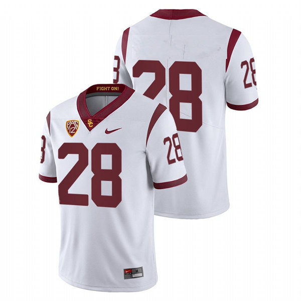 Men's USC Trojans #28 Keaontay Ingram Nike White Without Name College Football Game Jersey