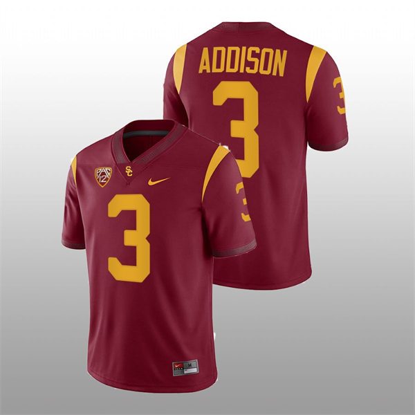 Men's USC Trojans #3 Jordan Addison Nike Cardinal College Football Vapor Untouchable Limited Jersey