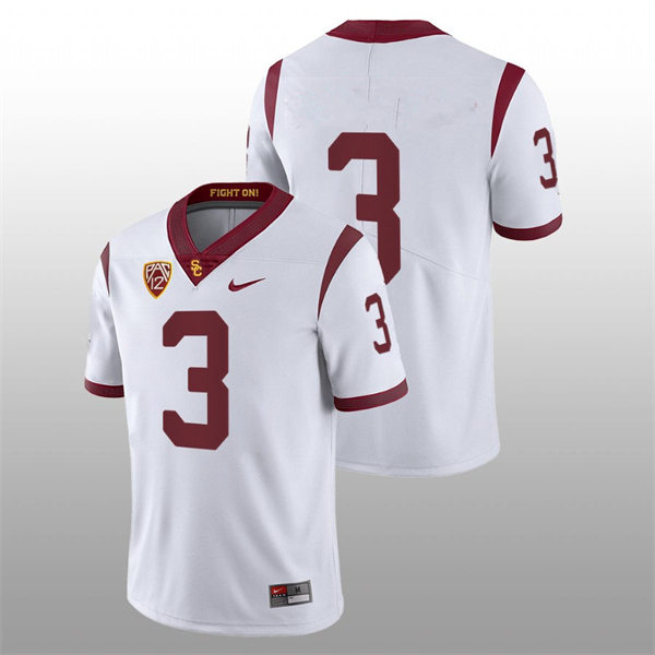 Men's USC Trojans #3 Jordan Addison Nike White Without Name College Football Game Jersey