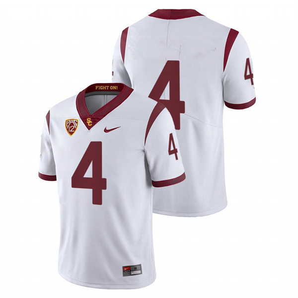 Men's USC Trojans #4 Braxton Myers Nike White Without Name College Football Game Jersey 