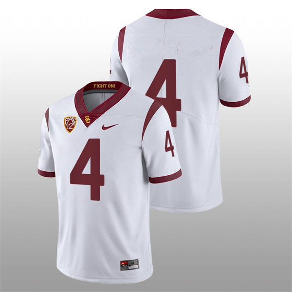 Men's USC Trojans #4 Mario Williams Nike White Without Name College Football Game Jersey
