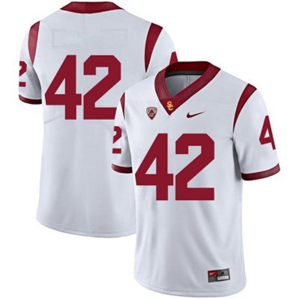 Men's USC Trojans #42 Ronnie Lott Nike White Without Name Fight On College Football Game Jersey 