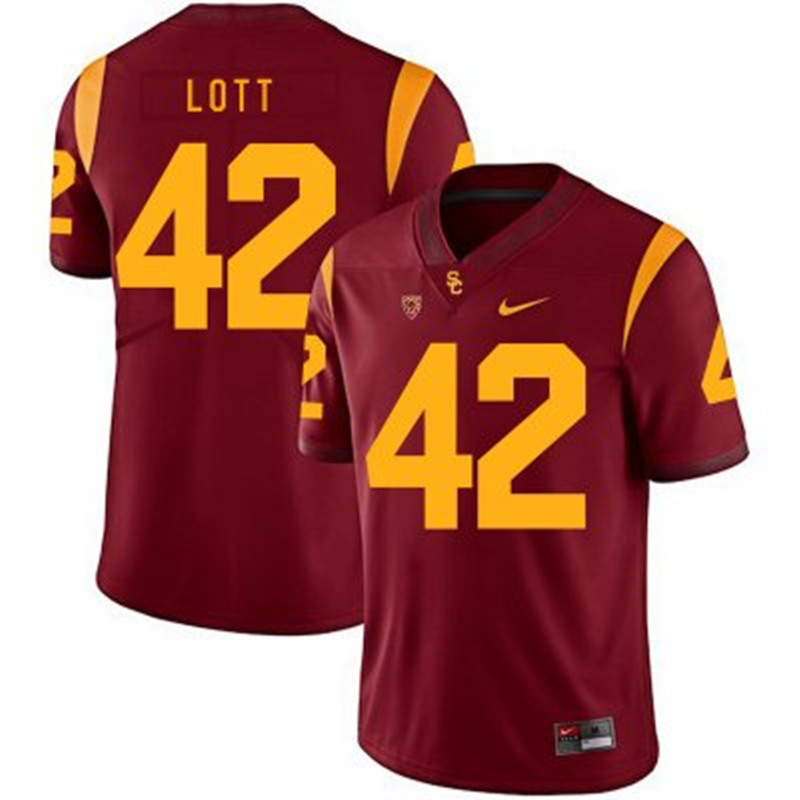 Men's USC Trojans #42 Ronnie Lott Red With Name Nike NCAA College Vapor Untouchable Football Jersey 