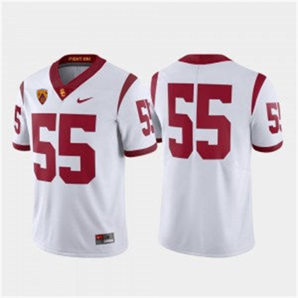 Men's USC Trojans #55 Junior Seau Nike White Without Name College Football Game Jersey 