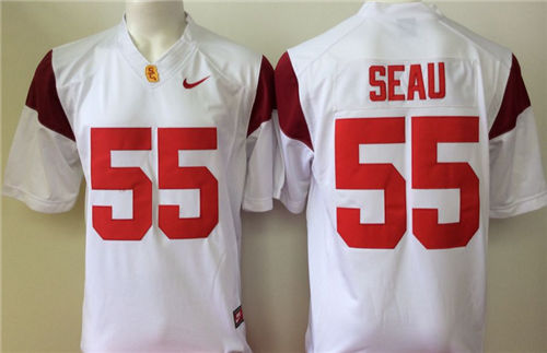 Men's USC Trojans #55 Junior Seau White Stitched College Football Nike Limited NCAA Jersey 