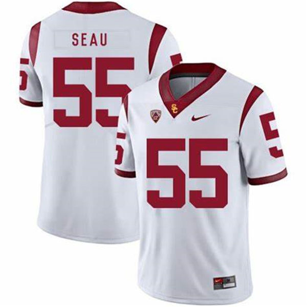 Men's USC Trojans #55 Junior Seau White With Name Nike NCAA College Vapor Untouchable Football Jersey 