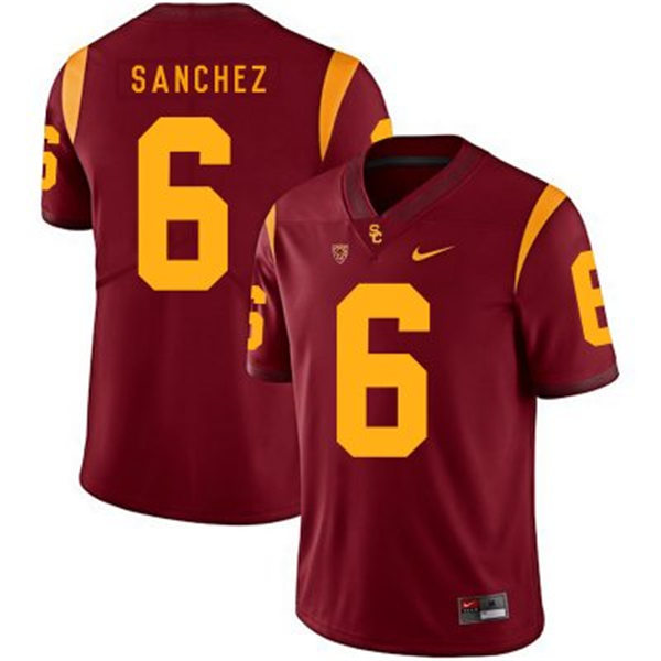 Men's USC Trojans #6 Mark Sanchez Red With Name Nike NCAA College Vapor Untouchable Football Jersey 