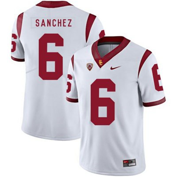 Men's USC Trojans #6 Mark Sanchez WHITE With Name Nike NCAA College Vapor Untouchable Football Jersey 