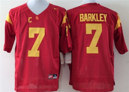 Men's USC Trojans #7 Matt Barkley Red Pac 12 C Patch Nike College Limited Football Jersey