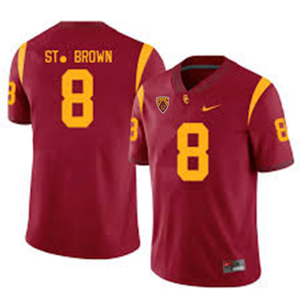 Men's USC Trojans #8 Amon-Ra St. Brown Nike Cardinal College Football Vapor Untouchable Limited Jersey 