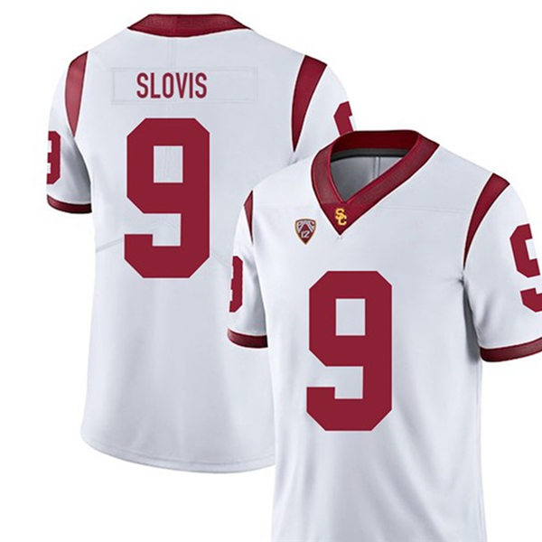 Men's USC Trojans #9 Kedon Slovis White With Name Nike NCAA College Vapor Untouchable Football Jersey 