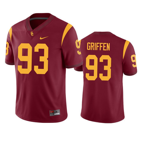 Men's USC Trojans #93 Everson Griffen Cardinal College Football Jersey