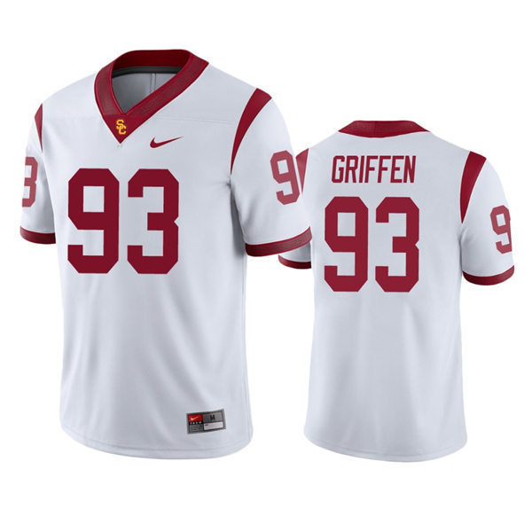 Men's USC Trojans #93 Everson Griffen White College Football Jersey
