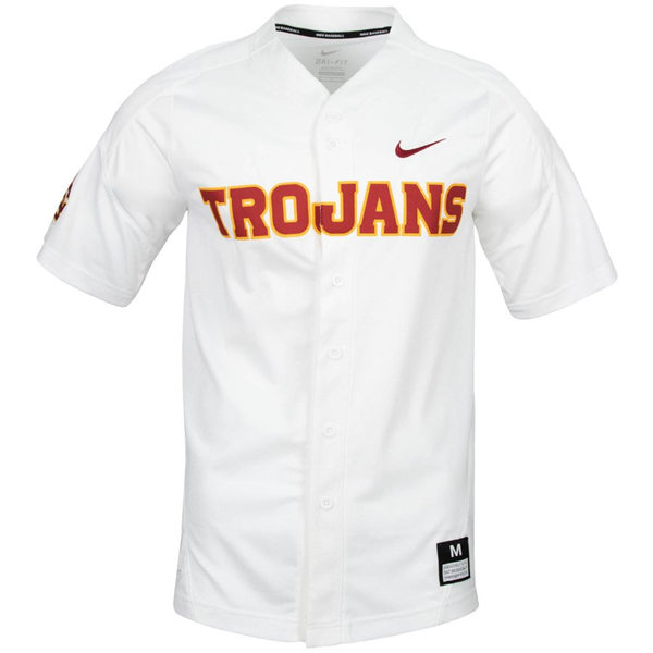 Men's USC Trojans Custom White Stitched Nike NCAA COLLEGE Baseball JERSEY