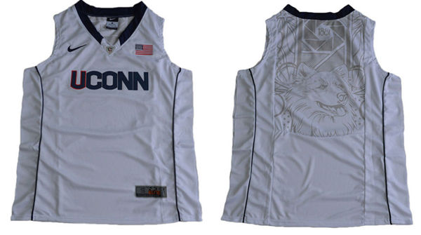 Men's Uconn Huskies Blank White College Basketball Authentic Jersey