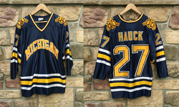 Men's University of Michigan Wolverines 90鈥檚 Navy NCAA Hockey Jersey