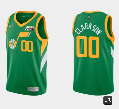 Men's Utah Jazz #00 Jordan Clarkson Green Earned Edition Swingman Stitched Jersey