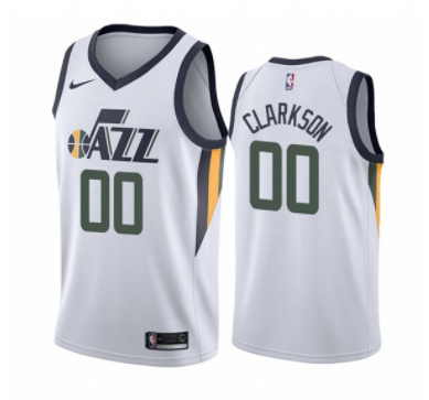 Men's Utah Jazz #00 Jordan Clarkson White Association Edition Swingman Stitched Jersey