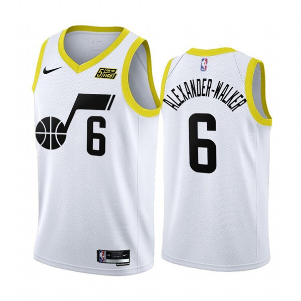 Men's Utah Jazz #6 Nickeil Alexander-Walker 2022 23 White Association Edition Stitched Basketball Jersey