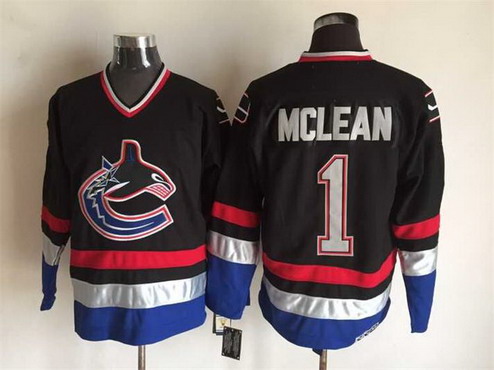 Men's Vancouver Canucks #1 Kirk McLean 2003-04 Black CCM Vintage Throwback Jersey Stitched
