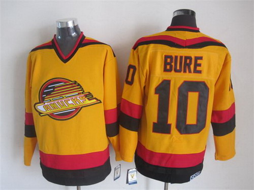 Men's Vancouver Canucks #10 Pavel Bure 1985-86 Yellow CCM Vintage Throwback Jersey Stitched